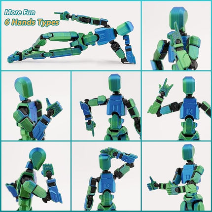 Pre-Assembly 3Pack 3D Printed 5.54'' Stick 13 Action Figure, Multi-Jointed Luck13, Articulated T13 Desktop Decoration, Abundant Accessories, Best Birthday Festival Gift