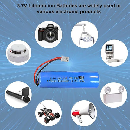 3.7V 800mAh Li-ion Battery, 14500 Rechargeable Batteries with USB Charger Cable PH-2P Plug for Flashlights, Remote Control Cars, Bluetooth Speakers, LED Flashlights, etc