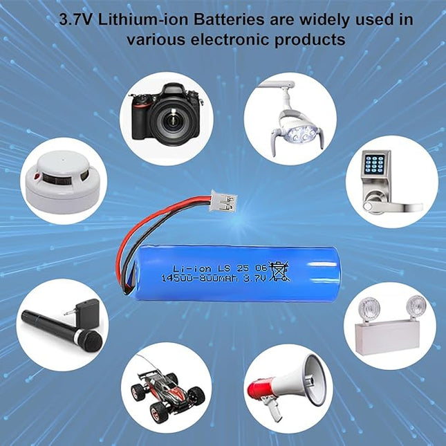 3.7V 800mAh Li-ion Battery, 14500 Rechargeable Batteries with USB Charger Cable PH-2P Plug for Flashlights, Remote Control Cars, Bluetooth Speakers, LED Flashlights, etc