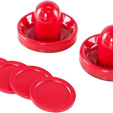 Super Z Outlet Light Weight Air Hockey Red Replacement Pucks & Slider Pusher Goalies for Game Tables, Equipment, Accessories (2 Striker, 4 Puck Pack)
