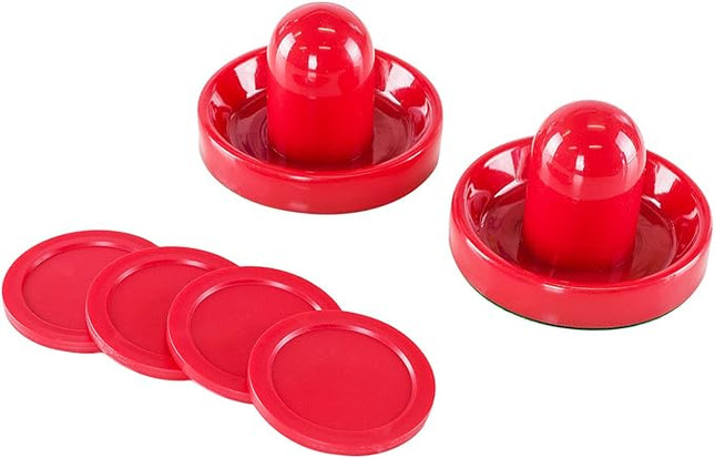 Super Z Outlet Light Weight Air Hockey Red Replacement Pucks & Slider Pusher Goalies for Game Tables, Equipment, Accessories (2 Striker, 4 Puck Pack)