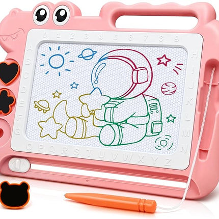 AiTuiTui Magnetic Drawing Board Toddler Toys Gift for Girls Boys, Color Sketch Writing Scribble Doodle Pad Travel Games, Educational Learning Kids Toys for Toddlers Birthday (Pink)