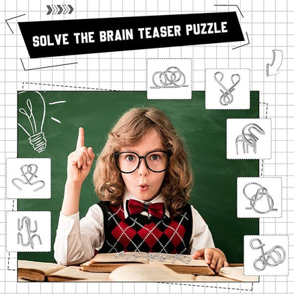 Yilloog Metal Brain Teaser Puzzles Set of 36 with Pouch, Steel IQ Games Physics Mind Metal Puzzles for Adults Basket Stocking Stuffers for Boys Girls Adults Challenge Gifts (Easy)