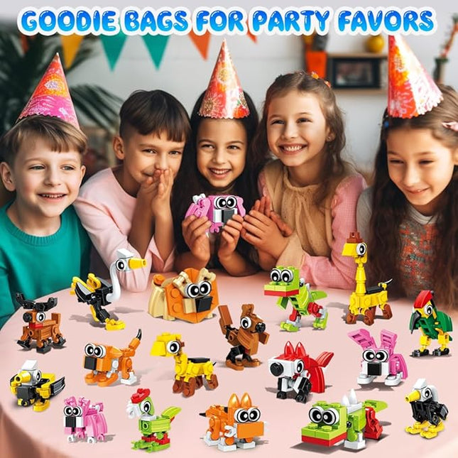 30 Pack Party Favors for Kids, 750 PCS Animals Building Block Toy for Goodie Bag Stuffers, Classroom Student Prizes Easter Gift Children's Day Birthday for Kids Boys Girls Ages 6-12+