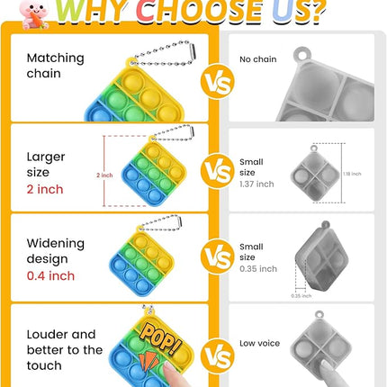 Kids Party Favors Fidget Toys Bulk 30 Pack Mini Pop Fidget Keychain Its Birthday Party Favors for Kids 4-8,8-12 Small Valentines Classroom Prizes It Student Gifts for Students Goodie Bag Stuffers