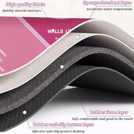 Mahjong Mat-Non-Slip Noise Reduction Gaming Mat,with Playing Instructions for Learnin,for Mahjong、Poker-Board Games、Card Games、Dominoes ( 31.5In*31.5In) (Pink)