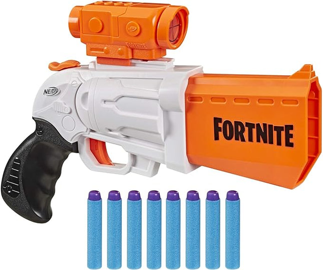 Nerf Fortnite SR Blaster - 4-Dart Hammer Action - Includes Removable Scope and 8 Official Nerf Elite Darts - for Youth, Teens, Adults