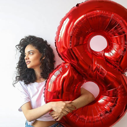 Smlpuame 40 inch Number Balloon 0-9 Red Large Number 0 Balloons,Digital Balloons for Birthday Party Celebration Decorations Supplies, Helium Foil Number Balloons for Wedding Anniversary