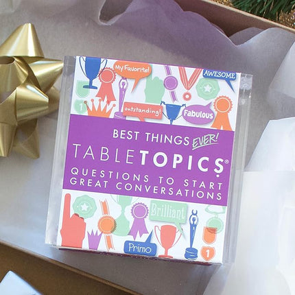 TableTopics Best Things Ever Question Card Game - 135 Fun Conversation Starter Cards, Use as Ice Breakers, Getting to Know You, or Discover More About Friends & Family, Share Your Favorites