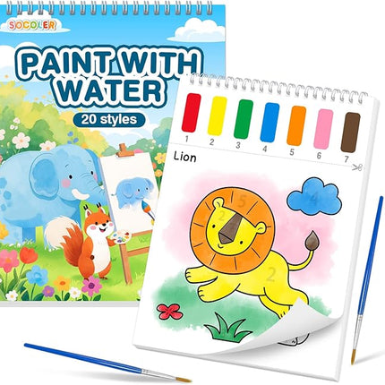 Paint with Water Coloring Books for Toddlers,Animal Theme Mess Free Watercolor Painting Papers for Kids Water Color Paint Kit Art Craft Gift for Ages 1-3, 4-8