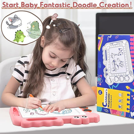 AiTuiTui Magnetic Drawing Board Toddler Toys Gift for Girls Boys, Color Sketch Writing Scribble Doodle Pad Travel Games, Educational Learning Kids Toys for Toddlers Birthday (Pink)