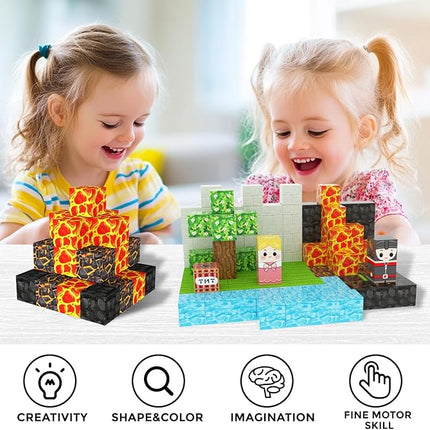 Magnetic Blocks, 100 PCS Building Blocks Set, Magnetic Tiles Building Toys for 3+ Year Old Boys & Girls, STEM Magnetic Building Blocks for Toddlers Kids