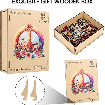 Wooden Puzzles for Adults, Peace Symbol Jigsaw Puzzles, Unique Adult Puzzles 200pcs, Wood Toys Puzzles Best Gift for Adults and Kids Family Brain Games 11.2x11.4 inch