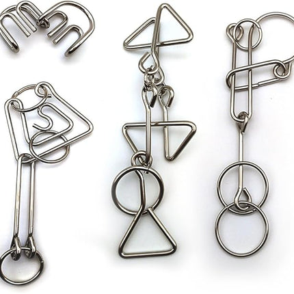 Zooshine 4 Sets Advanced Metal Brain Puzzles Teasers Higher Level Challenge for Party Games, Office Toys, Family Games for Kids Adults