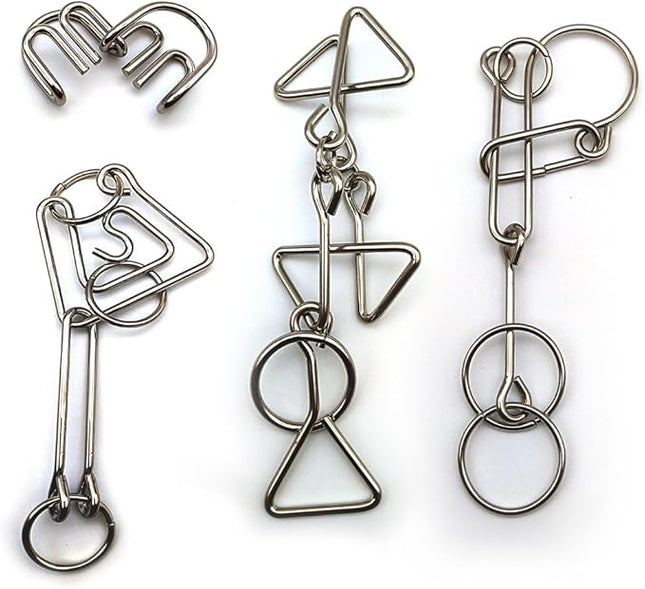 Zooshine 4 Sets Advanced Metal Brain Puzzles Teasers Higher Level Challenge for Party Games, Office Toys, Family Games for Kids Adults