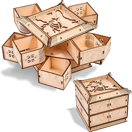 3D Wooden Puzzle Mechanical Treasure Box of Dragon, DIY Model Kits and 3D Puzzles for Adults, Unique Wooden Puzzle for Adults, Hobbies Projects Adult Building Sets Gift for Women and Kids