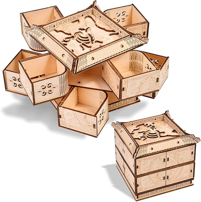 3D Wooden Puzzle Mechanical Treasure Box of Dragon, DIY Model Kits and 3D Puzzles for Adults, Unique Wooden Puzzle for Adults, Hobbies Projects Adult Building Sets Gift for Women and Kids