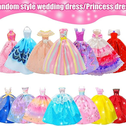 108 Pcs Doll Clothes and Accessories with Closet Wardrobe for 11.5 Inch Doll, Wedding Gowns Dresses Swimsuits Hangers Necklace Bags, Birthday for 4 5 6 7 8 9 10 11 12 Year Old Girl