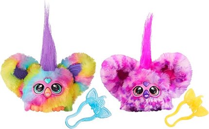 Furby Furblets 2-Pack, Mini Friends Ray-Vee & Hip-Bop, 45+ Sounds Each, Music & Furbish Phrases, Electronic Plush Toys, Rainbow & Pink/Purple, Ages 6+ (Amazon Exclusive)
