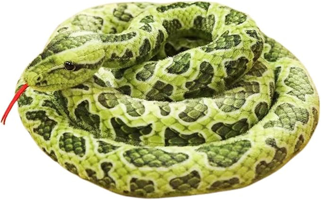 FRANKIEZHOU Realistic Snake Stuffed Animal-78.74" Green Anaconda Plush Toy,Fake Snake,Soft Lifelike Cute,Funny Toys,Tails Plush,Prank Stuff,Boy Toys,Gifts for Friends,Unique Home Decor