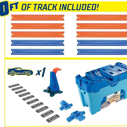 Hot Wheels Toy Car Track Set, Track Builder Multi Loop Box Playset & 1:64 Scale Car, 10 Feet of Components & Connectors to Create Builds, Storage