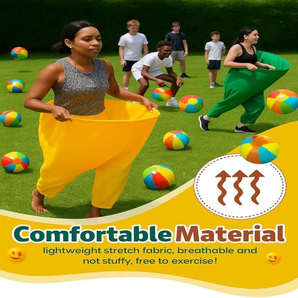 KYWYOYOU Granny Pants Yard Game - Oversized Stretchy Pants Relay Set with 8 Inflatable Balls & Pump, Hilarious Outdoor Team Party Game for Adults & Kids, Backyard, Family Reunion & Field Day