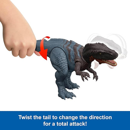 Mattel Jurassic World Rebirth Wild Roar Dinosaur Toy, Abelisaurus Posable Figure, Tail-Controlled Chomp Multi-Direction Attack & Sound, Digital Play