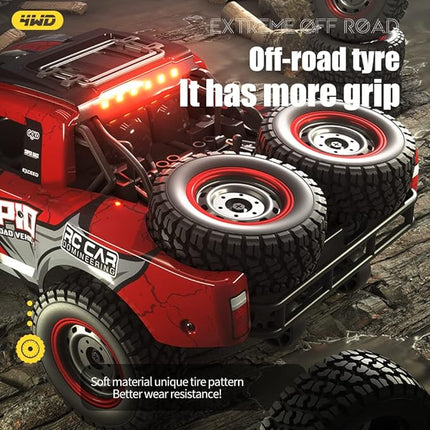 1/14 Hobby RC Truck for Adults, 30 MPH High Speed Remote Control 4WD Car, All Terrain Rock Crawler Truck for Boys 4X4 Off-Road Racing Car with 2 Batteries