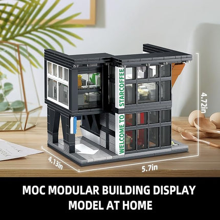 City Coffee House Architecture Building Blocks Set for Adults, Street View Modern Cafe Shop Building Construction Toy with Light, Christmas Birthday Gift for Kids Boys Girls 6-12 (581 PCS)