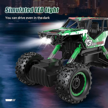 DOUBLE E 1:14 Scale Large Remote Control Car Monster Trucks for Boys with Head Lights 4WD Off All Terrain RC Car Rechargeable Vehicles Xmas Gifts for Kids