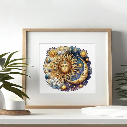 Wooden Puzzles for Adults, Sun and Moon Wood Puzzles 200 Pieces, Irregular Animal Shaped Unique Wooden Jigsaw Puzzles, Creative Ghristmas Gift for Teenagers and Adults