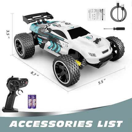 Tecnock RC Cars Remote Control Car for Kids, 1:18 Scale 20 KM/H 2WD Offroad Buggy, 2.4GHz RC Racing Car with USB-C Easy Charging & 50 Mins Playtime, Toys Gifts for Boys & Girls