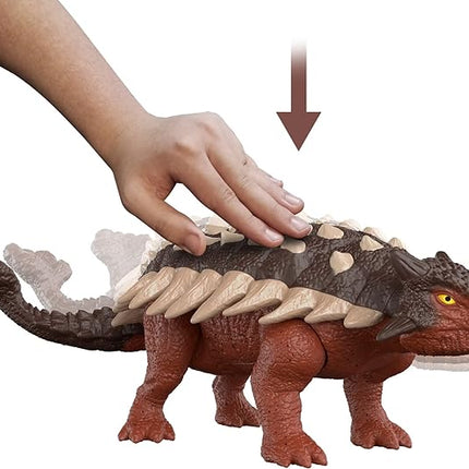 Mattel Jurassic World Dominion Roar Strikers Dinosaur Action Figure with Roaring Sound & Attack Action, Ankylosaurus Dino Toy Includes Digital Play