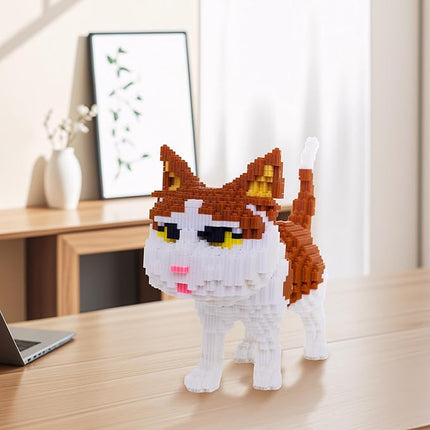 Cat Micro Building Blocks Set, Animal Yellow Cat DIY Mini 3D Building Toy Bricks Kit Gift for Adults and Kids,4800 Pieces