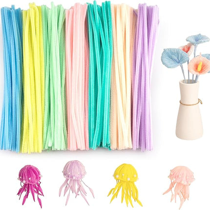 Caydo 200 Pieces Macaroon Color Pipe Cleaners Craft Chenille Stems for DIY Art Creative Crafts Party and Valentine's Day Decorations (12 Inch x 6 mm)