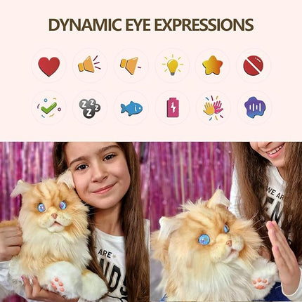 ELEPHANT ROBOTICS metaCat Persian - Interactive Companion Pets Robot Cat with Voice Command/Heartbeat/Animation Interaction - Gifts for All Ages - Realistic & Lifelike, Type-C Charging