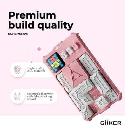 GiiKER Super Slide Puzzle Games, Original 500+ Challenges Brain Teaser Puzzle, Toys for Kids, Travel Games Birthday Gifts Easter Basket Stuffers for Boys Girls, Activities for Road Trips-Baby Pink