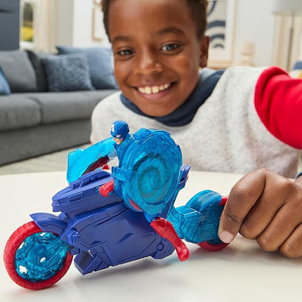 Marvel Avengers Epic World of Action Captain America Shield-Shot Cycle, 4-Inch (10 cm) Figure & Toy Motorcycle Playset, Super Hero Toys for Kids, 4+