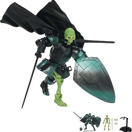 Mystic Blue Skeleton Knight Action Figure Toy, Multi-Jointed Movable Dummy Medieval T13 Articulated Robot Figure, Fantasy Warrior Undead Skeleton Death Knights Display Model (Assembly Required)