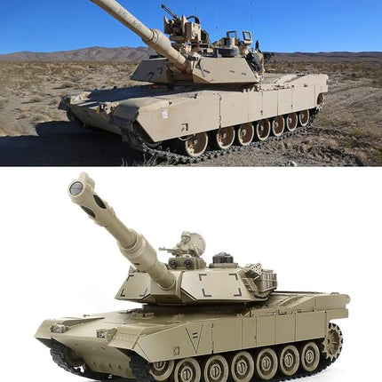 Rc Tanks,1:28 WW2 M1A2 America Army Tank Toys for Boys,9 Channels Remote Control Cars with Sound and Light, RC Military Truck Vehicle for Kids Boys Girls (Khaki)