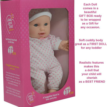 11 inch Soft Body Boy Baby Doll in Gift Box - Doll Pacifier Included -Toy Dolls for Boys and Toddlers (Caucasian)