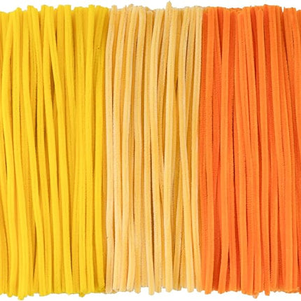 Caydo 300 Pieces Yellow Orange Pipe Cleaners, Thick Fluffy Chenille Stems, Pipe Cleaner Crafts for Arts & Crafts, Perfect for Making Animals, Flowers, and Valentine's Day Decorations