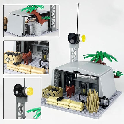 Finger Rock Military Base Building Block Set, WW2 Army Mini War Accessories Kits, Military Ruins Guard Tower Base Guns Army Supplies Block Toy for Teens 14+