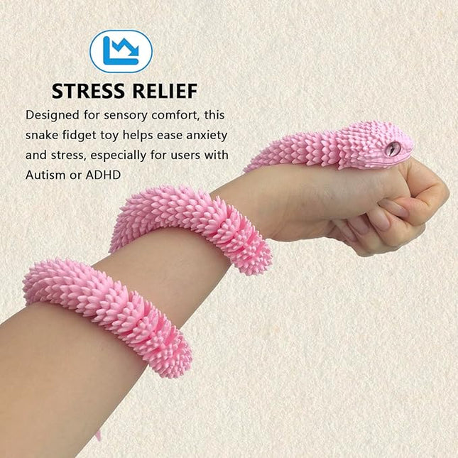 24in 3D Printed Snake Toys, Flexible 3D Printed Animal, Fidget ADHD Snake Toys, Perfect Desk Pet for Animal Collectors