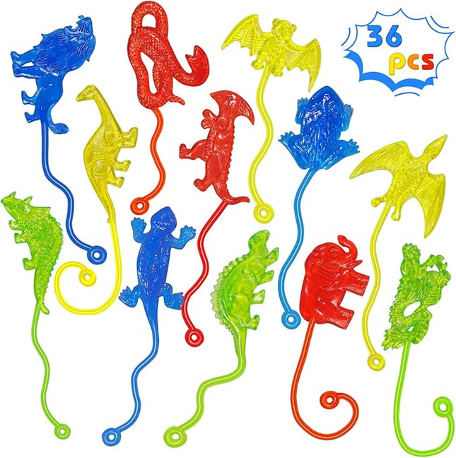 Sticky Hands Bulk 36PCS Animal Dinosaur Party Favors for Kids Stretchy Sticky Hand Fidget Toys Goodie Bag Stuffers Treasure Box Toys for Classroom Prizes Birthday Party Supplies Easter Egg Fillers