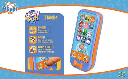 eKids Blippi Toy Phone for Toddlers with Built-in Educational Games and Preschool Learning Games (Blippi)
