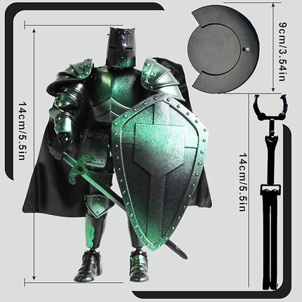 T13 Medieval Knight Titan 13 Action Figure Fully Articulated Robot Warrior Toy Movable Dummy Figure for Display and Play