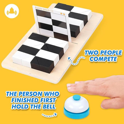 Brain Teaser Puzzles, Wooden Blocks Logic Game with 80 Challenges for Kids, Teens & Adults - IQ Test Mind Puzzle Toys, Perfect Birthday Gifts & Stocking Stuffers for Boys & Girls