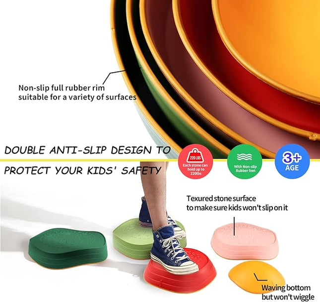 makarci Balance Stepping Stones for Kids, Non-Slip Toddlers Sensory Toys Outdoor or Indoor Play, Promoting Motor Skills and Confidence, Obstacle Course Coordination Toys for Children Age 3 4 5 6 7+