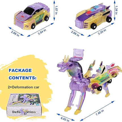2-in-1 Collision Transformation Dinosaur Car Toy |Magnetic Cars Convertible Robot Toys|DinosaurToys for Kids 3-12 Ideal Christmas Birthday Gift for Boys and Girls (Yellow)